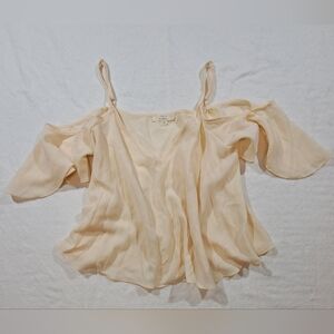 Iris Cream Cold-Shoulder Blouse